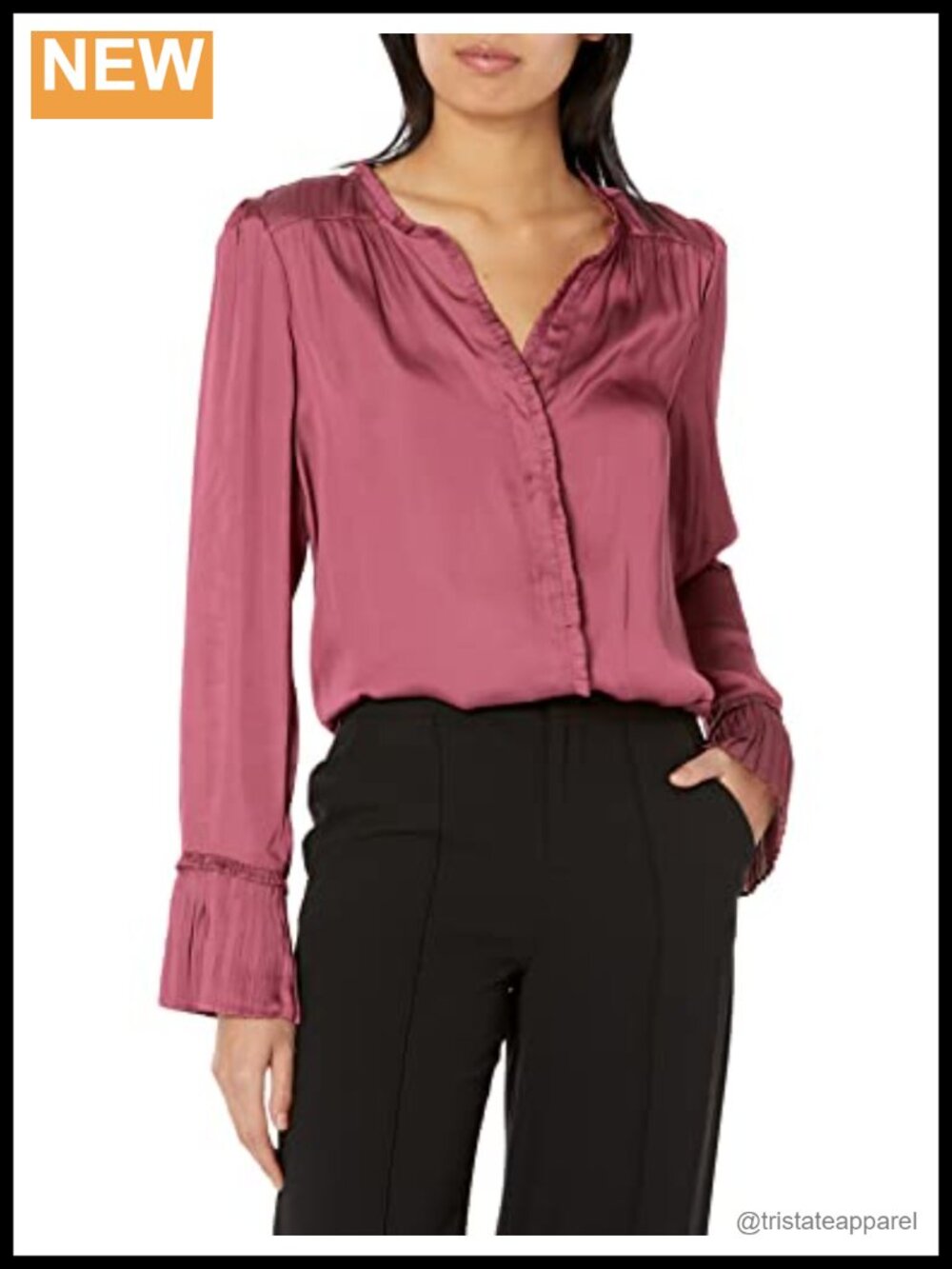 Paige Long Sleeve Button Down Ruffle Blouse